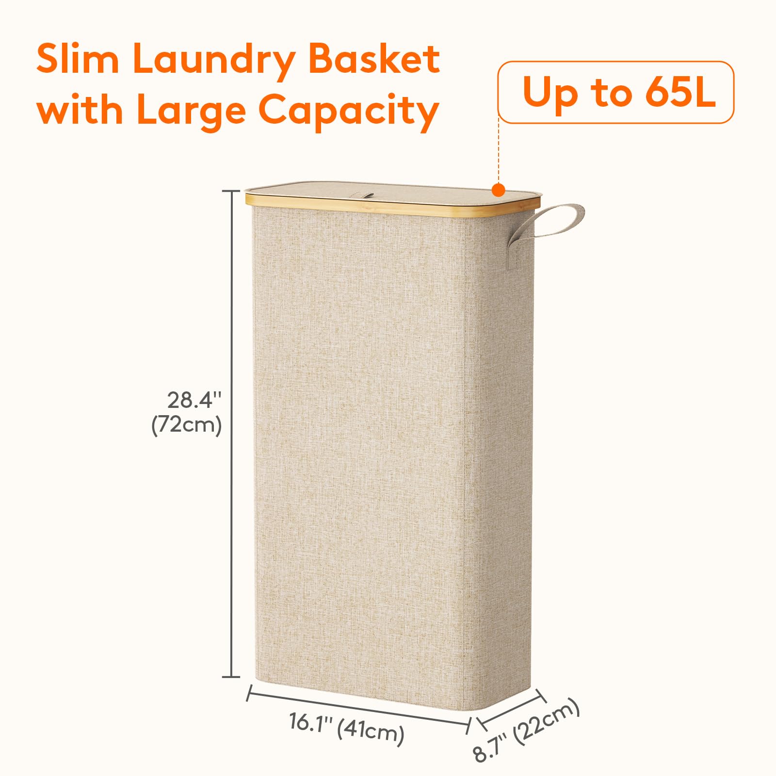 Foto 5 pulgar | Cesto De Ropa Lifewit De 65 Litros Con Tapa Y Bolsa Extraíble, Color Beige - Venta Internacional.