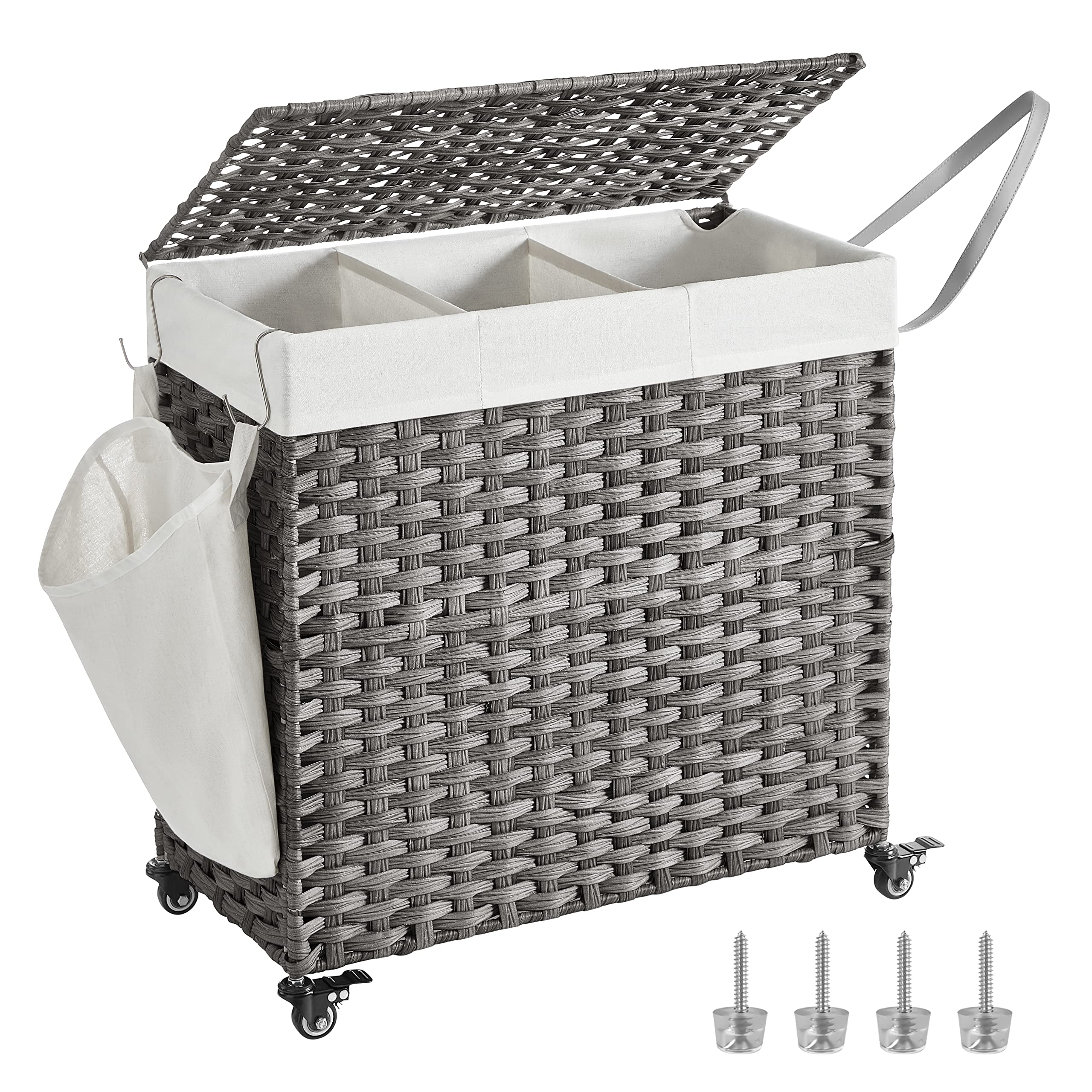Foto 2 pulgar | Cesto De Ropa Songmics 140l Con Tapa Y Ruedas, Gris Ulcb363g0 - Venta Internacional.