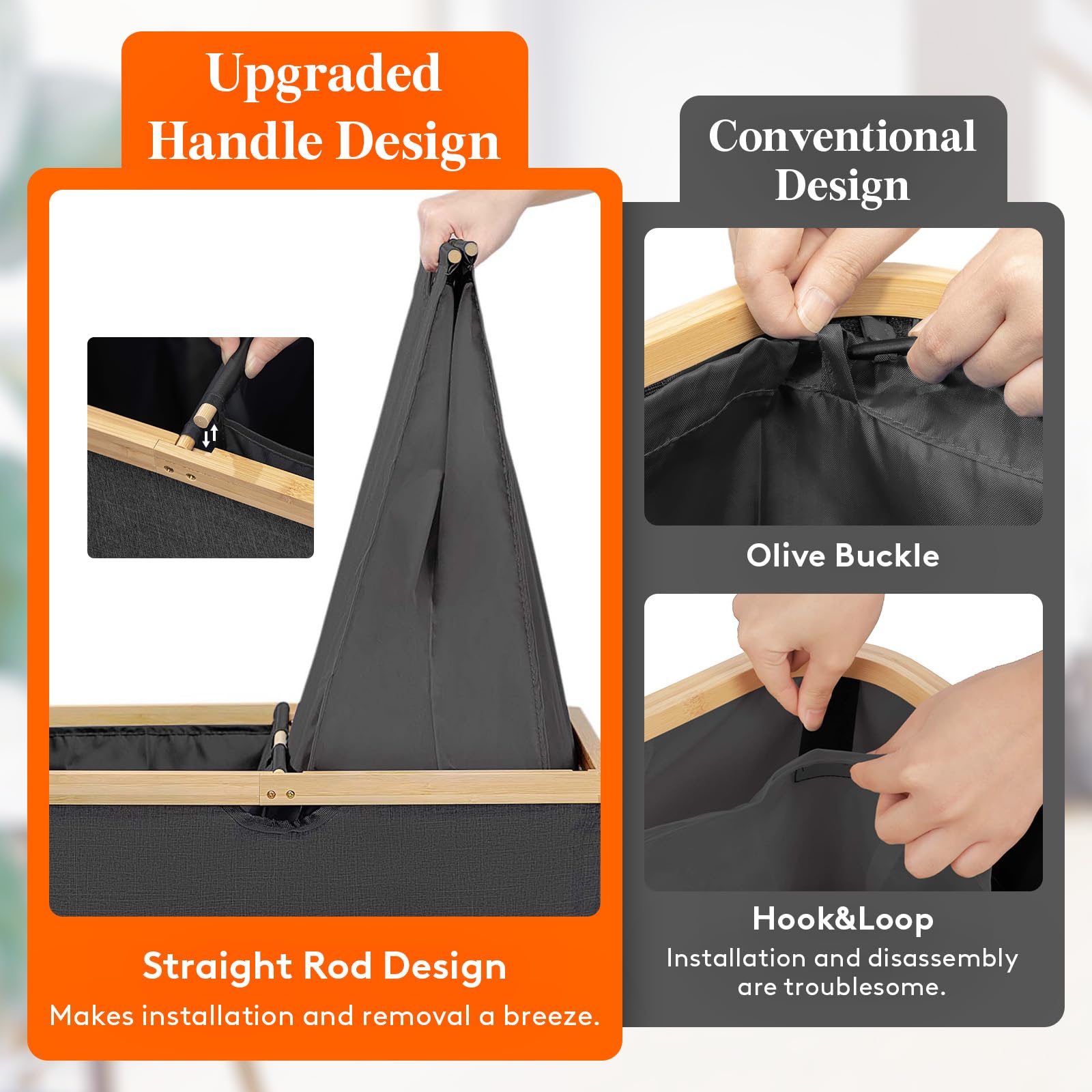Foto 4 pulgar | Cesto De Ropa Lifewit 160 L Doble Con Tapa De Bambú Negro - Venta Internacional.
