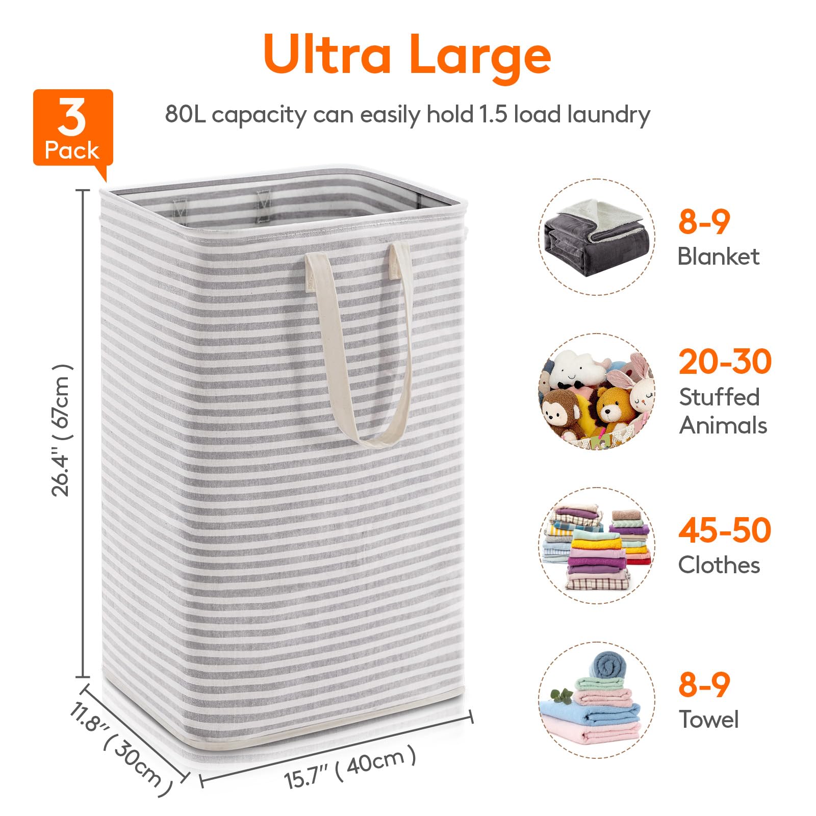 Foto 5 pulgar | Cesto de Ropa Lifewit 3 Piezas Grises - Venta Internacional