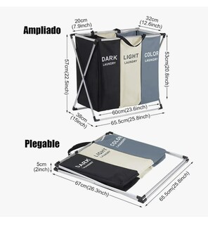 Foto 2 | Cesto de Ropa Arizona Plegable con 3 Secciones