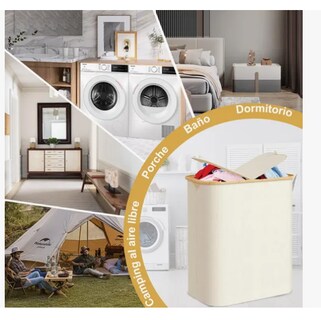 Foto 5 | Cesto De Ropa Sucia Con 2 Bolsas Plegable