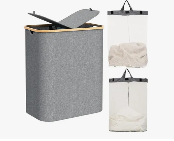 Foto 1 | Cesto De Ropa Sucia Con 2 Bolsas Plegable Canasta 70x54x33cm