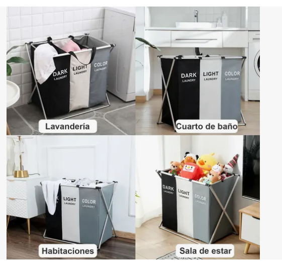 Foto 6 | Cesto Grande Para Ropa Sucia Plegable 3 Secciones