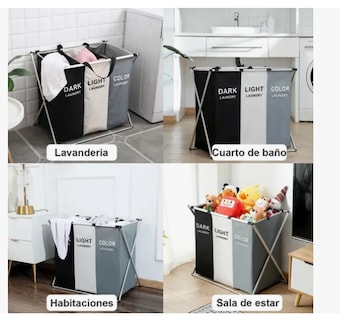 Foto 6 | Cesto Grande Para Ropa Sucia Plegable 3 Secciones