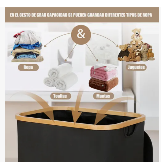 Foto 4 pulgar | Cesto para Ropa Plegable Negro