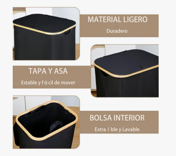 Foto 5 pulgar | Cesto para Ropa Plegable Negro