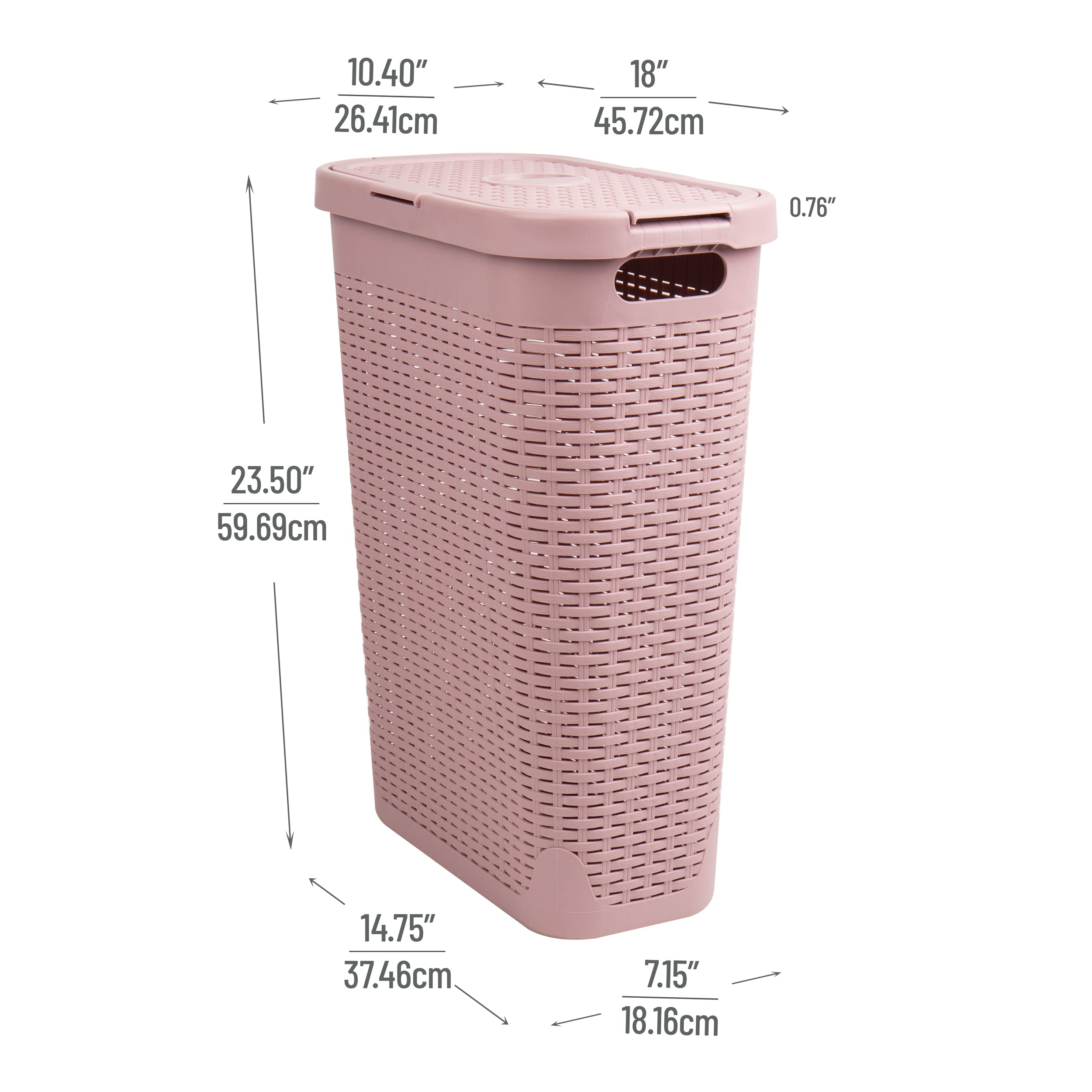 Foto 4 pulgar | Cesta Para Ropa Mind Reader, 40 L, Delgada, Con Tapa De Plástico, Rosa - Venta Internacional.