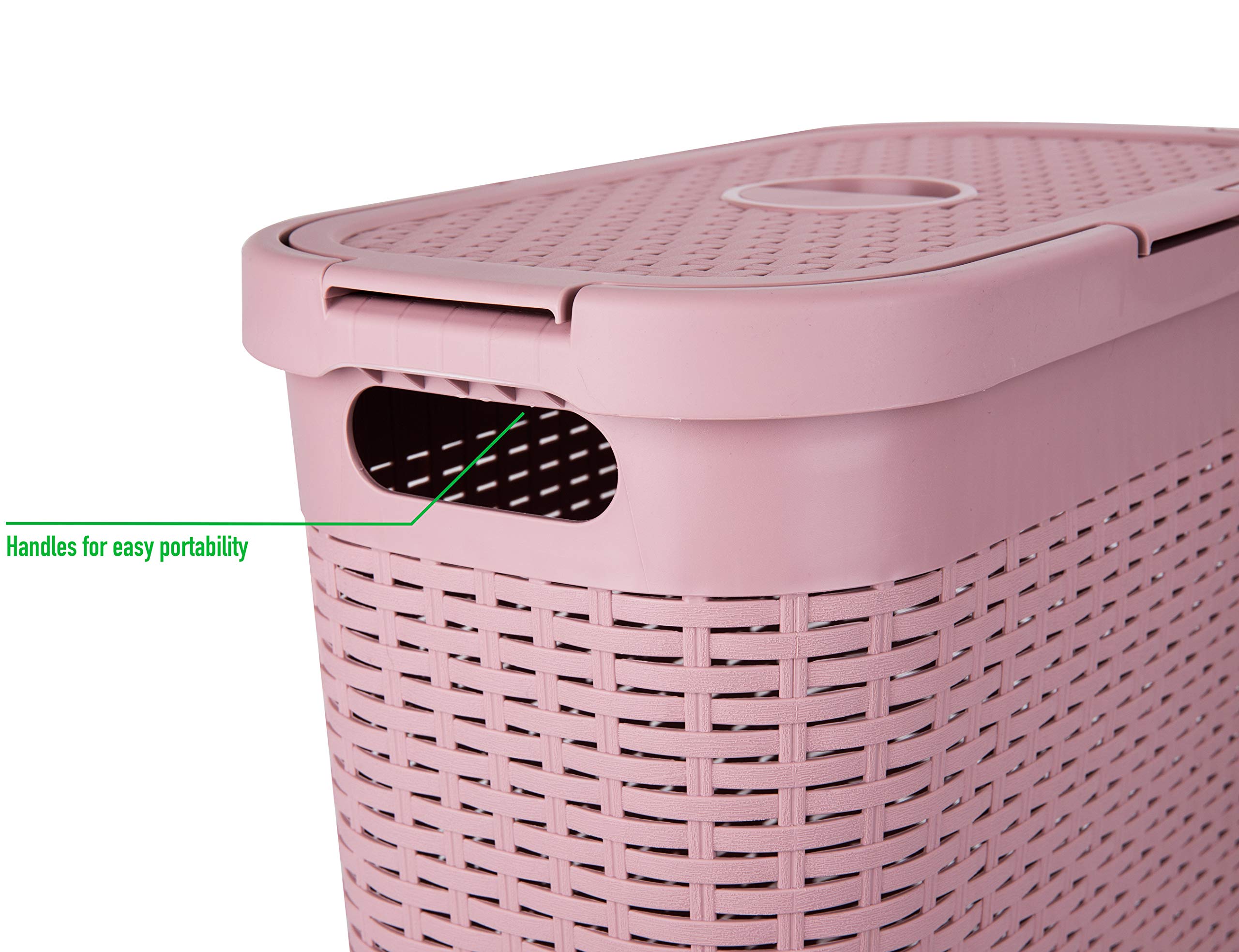 Foto 7 pulgar | Cesta Para Ropa Mind Reader, 40 L, Delgada, Con Tapa De Plástico, Rosa - Venta Internacional.