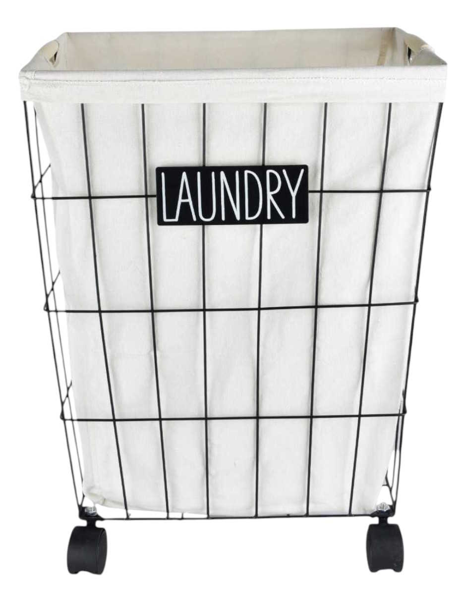 Foto 1 | Bote Ropa  Zense Cairo Negro Con Blanco 38x42x50cm