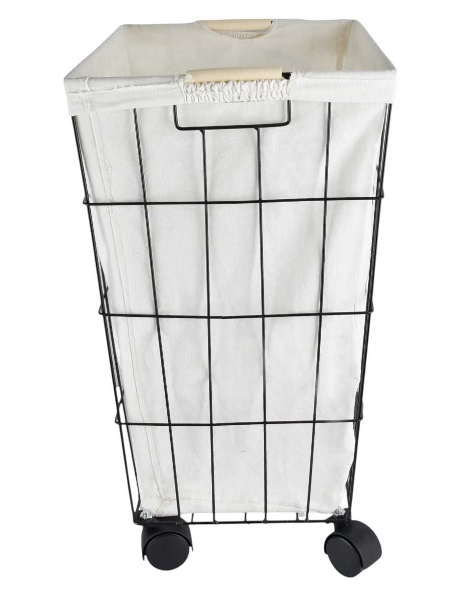 Foto 3 pulgar | Bote Ropa  Zense Cairo Negro Con Blanco 38x42x50cm