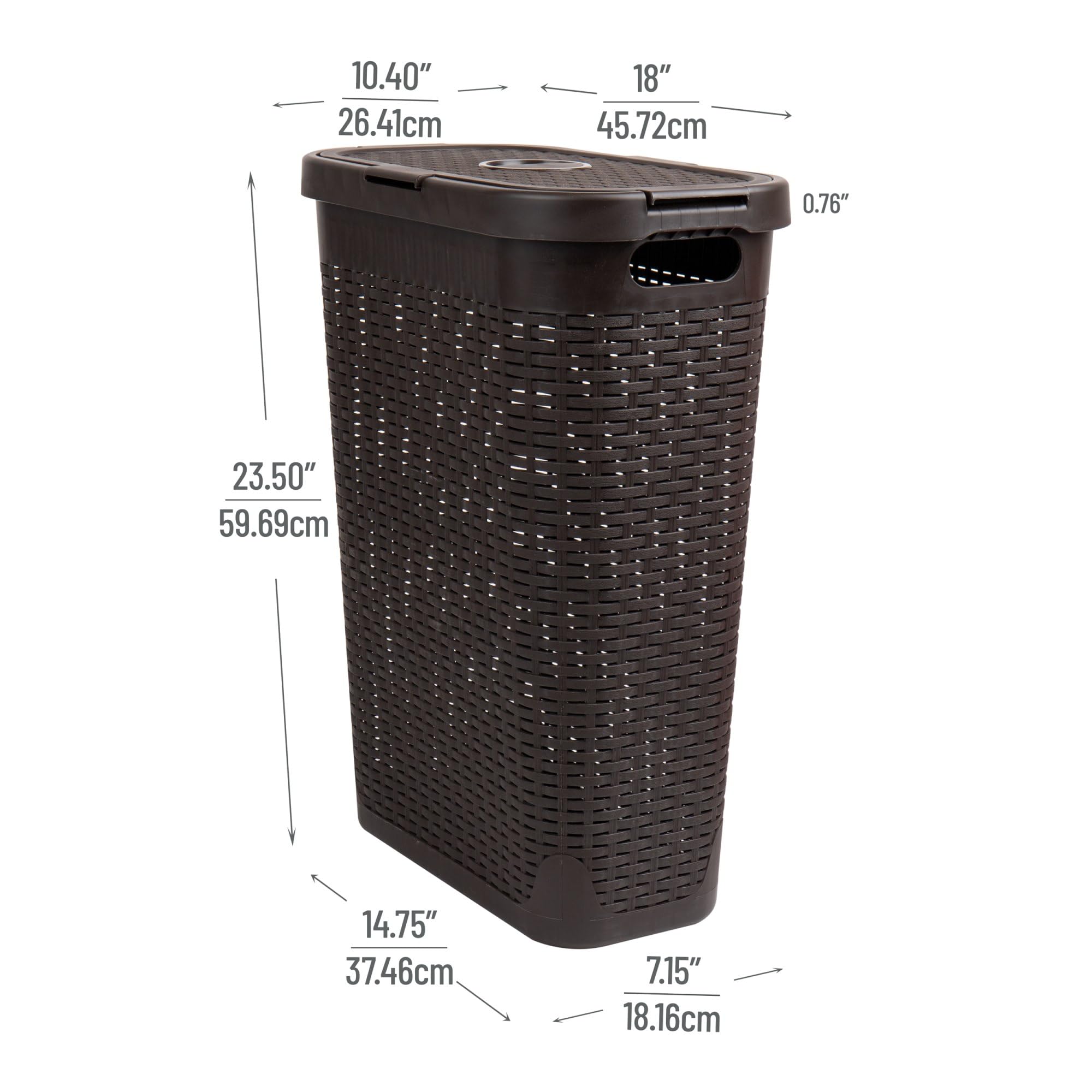 Foto 3 | Cesta Para Ropa Mind Reader, 40 L, Delgada, Con Tapa De Plástico, Color Marrón - Venta Internacional.