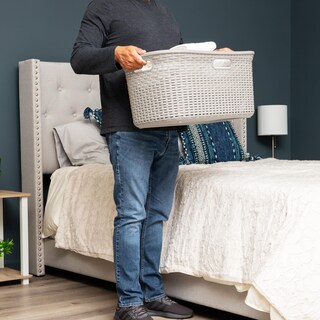 Foto 2 | Cesta De Lavandería Mind Reader De 40 Litros Con Tapa De Plástico, Color Marfil - Venta Internacional.