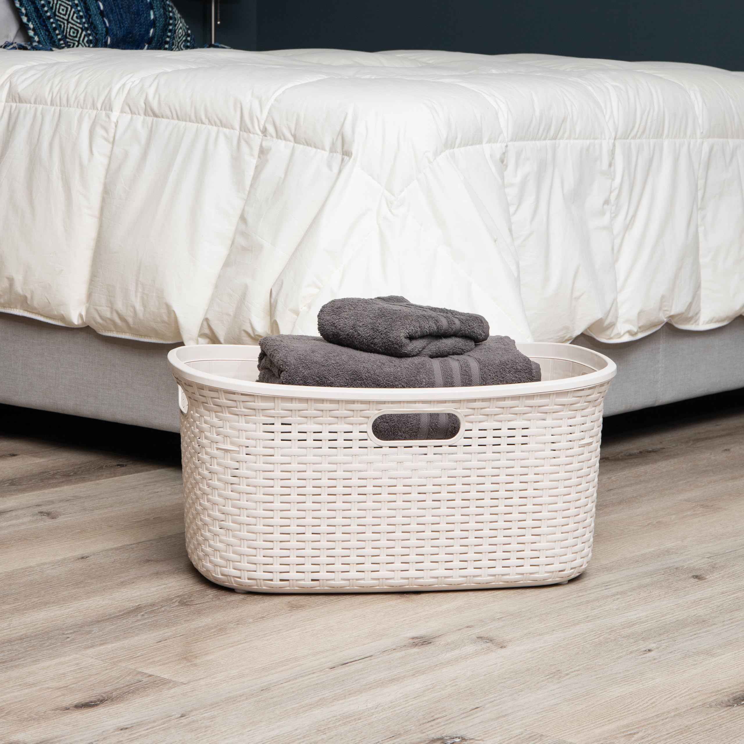 Foto 7 | Cesta De Lavandería Mind Reader De 40 Litros Con Tapa De Plástico, Color Marfil - Venta Internacional.