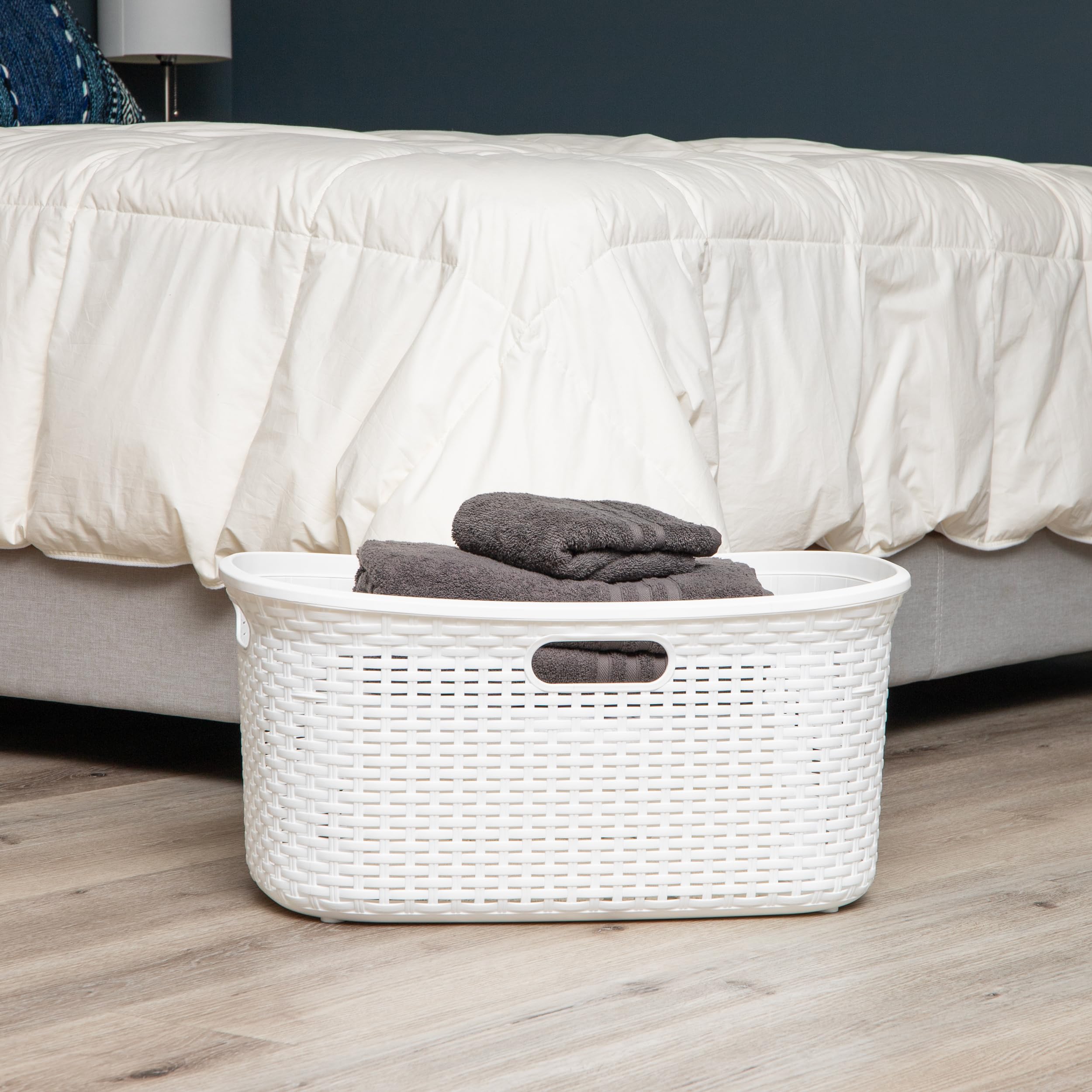 Foto 6 pulgar | Cesta De Lavandería Mind Reader, 40 L, Diseño De Mimbre, Plástico, Color Marfil - Venta Internacional.