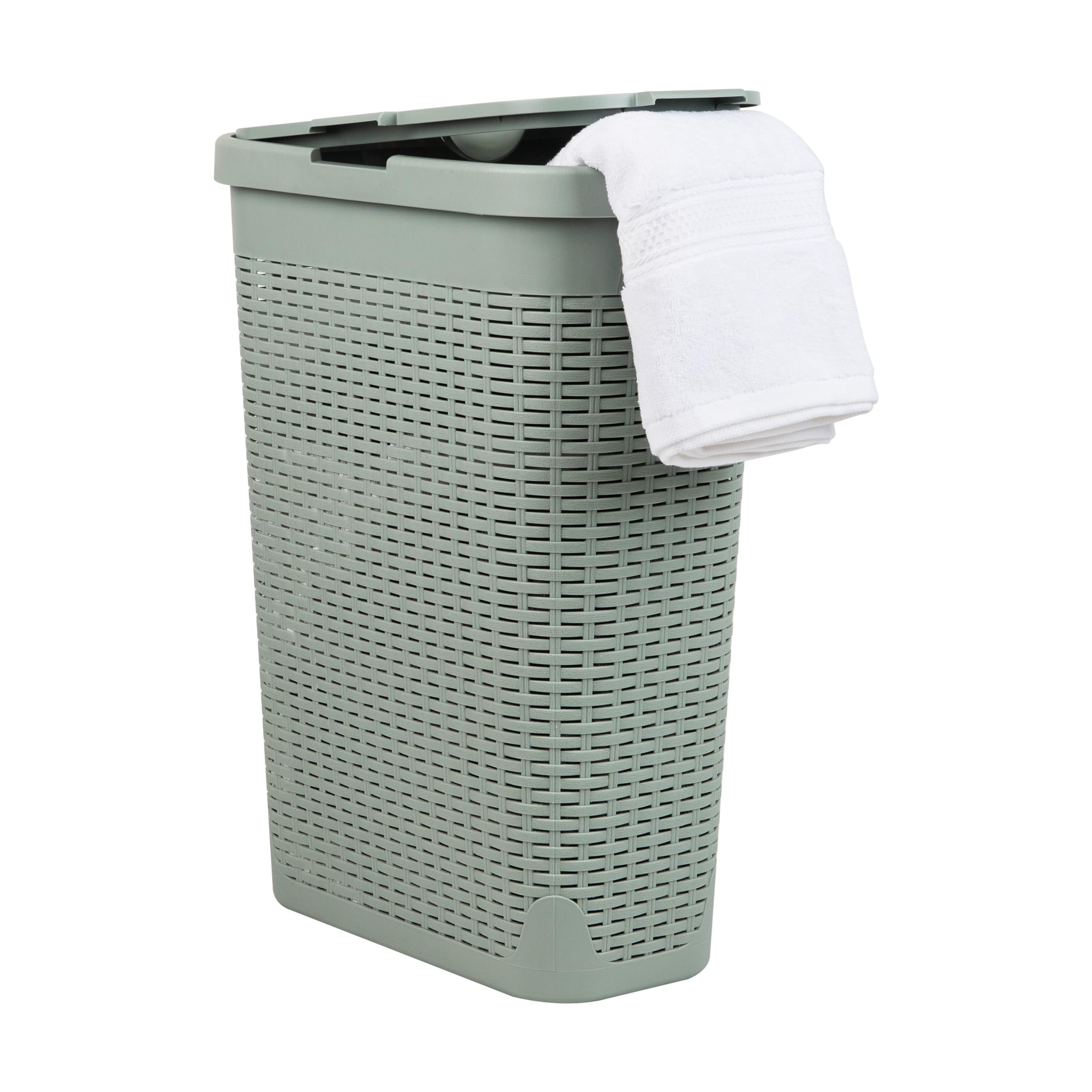 Foto 1 | Cesta Para Ropa Mind Reader, 40 Litros, Delgada, Con Tapa De Plástico, Color Menta - Venta Internacional.