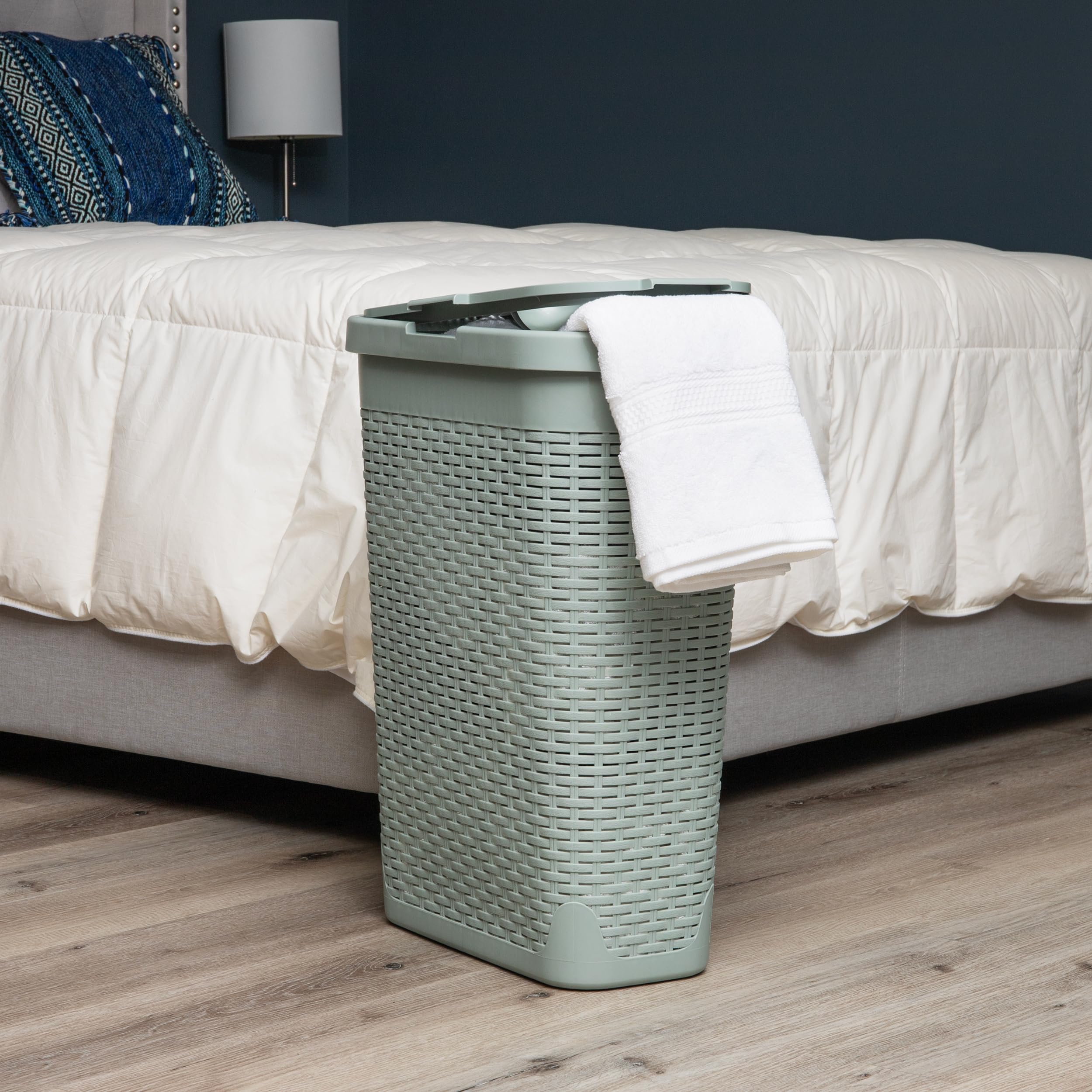 Foto 2 | Cesta Para Ropa Mind Reader, 40 Litros, Delgada, Con Tapa De Plástico, Color Menta - Venta Internacional.