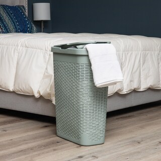 Foto 2 | Cesta Para Ropa Mind Reader, 40 Litros, Delgada, Con Tapa De Plástico, Color Menta - Venta Internacional.