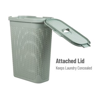 Foto 5 | Cesta Para Ropa Mind Reader, 40 Litros, Delgada, Con Tapa De Plástico, Color Menta - Venta Internacional.