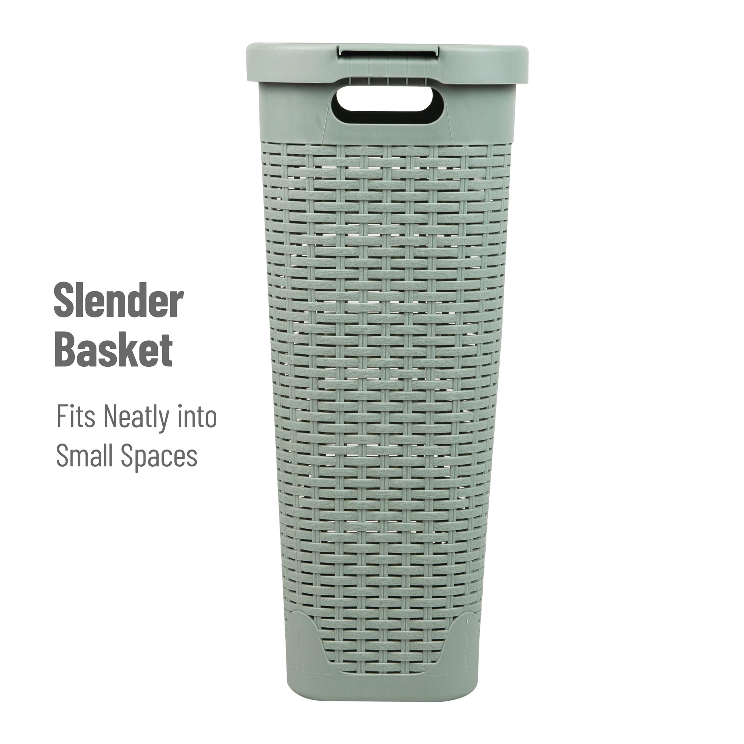 Foto 6 | Cesta Para Ropa Mind Reader, 40 Litros, Delgada, Con Tapa De Plástico, Color Menta - Venta Internacional.