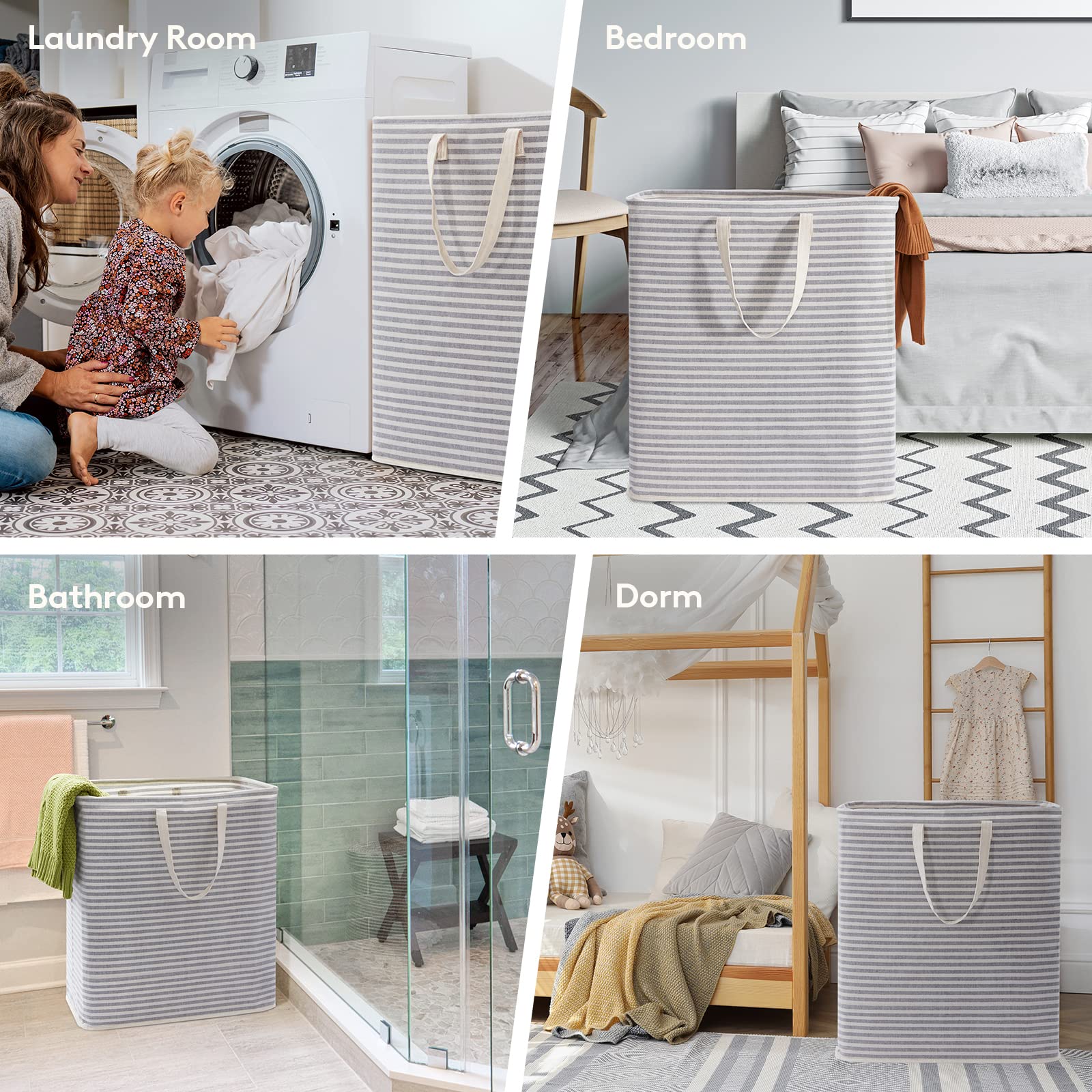 Foto 8 pulgar | Cesto De Ropa Lifewit, Grande, Plegable, 100 L X 2, Gris - Venta Internacional.