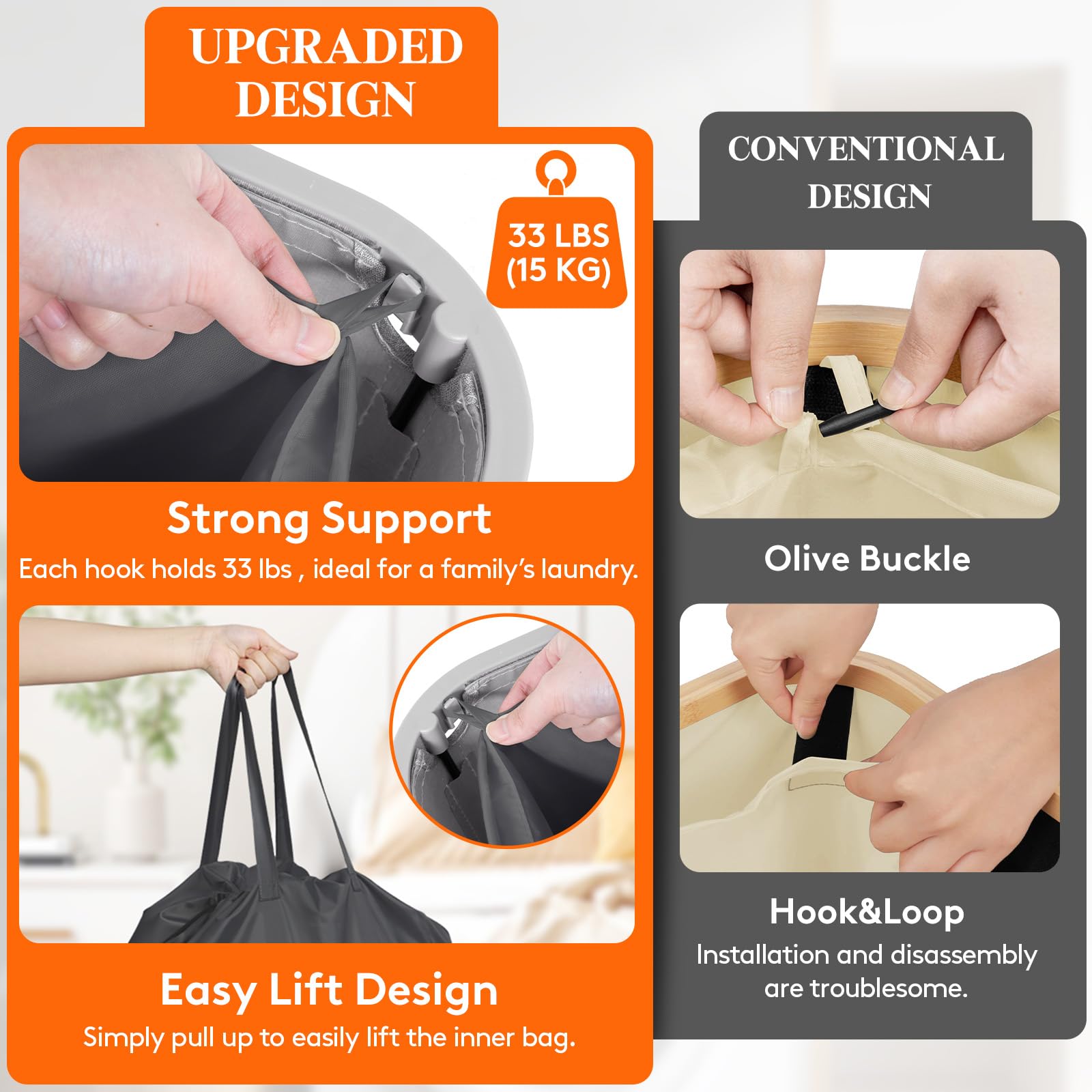 Foto 4 pulgar | Cesta De Lavandería Lifewit De 100 Litros Con Tapa, Asas Y Bolsa Extraíble - Venta Internacional.