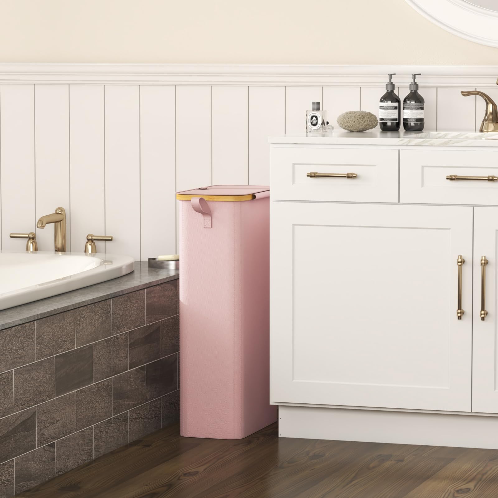 Foto 2 | Cesto De Ropa Lifewit De 65 Litros Con Tapa Y Bolsa Extraíble, Color Rosa - Venta Internacional.