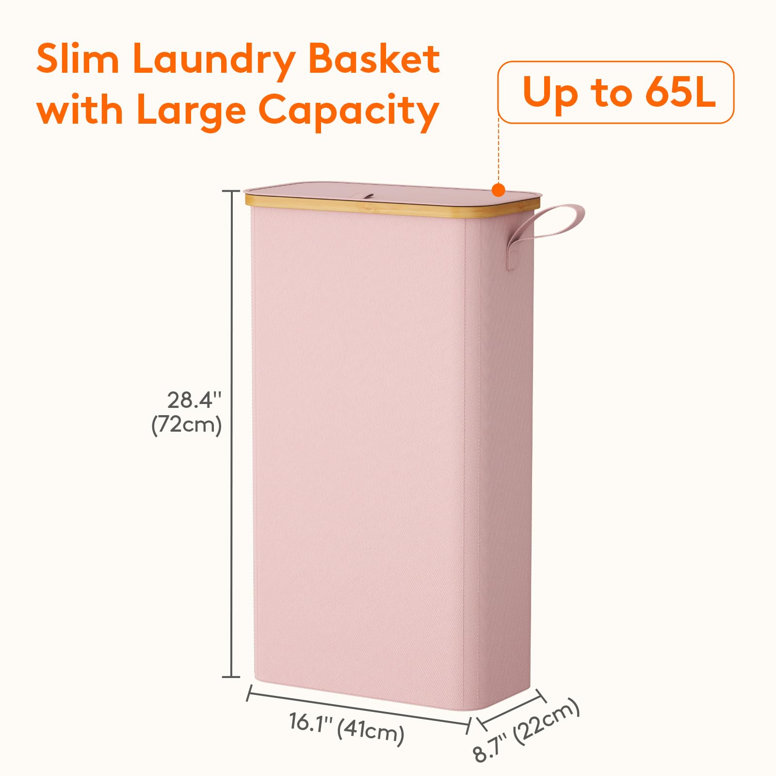 Foto 4 | Cesto De Ropa Lifewit De 65 Litros Con Tapa Y Bolsa Extraíble, Color Rosa - Venta Internacional.
