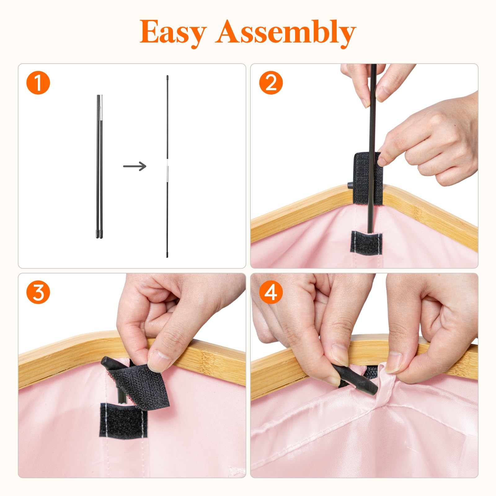 Foto 8 pulgar | Cesto De Ropa Lifewit De 65 Litros Con Tapa Y Bolsa Extraíble, Color Rosa - Venta Internacional.