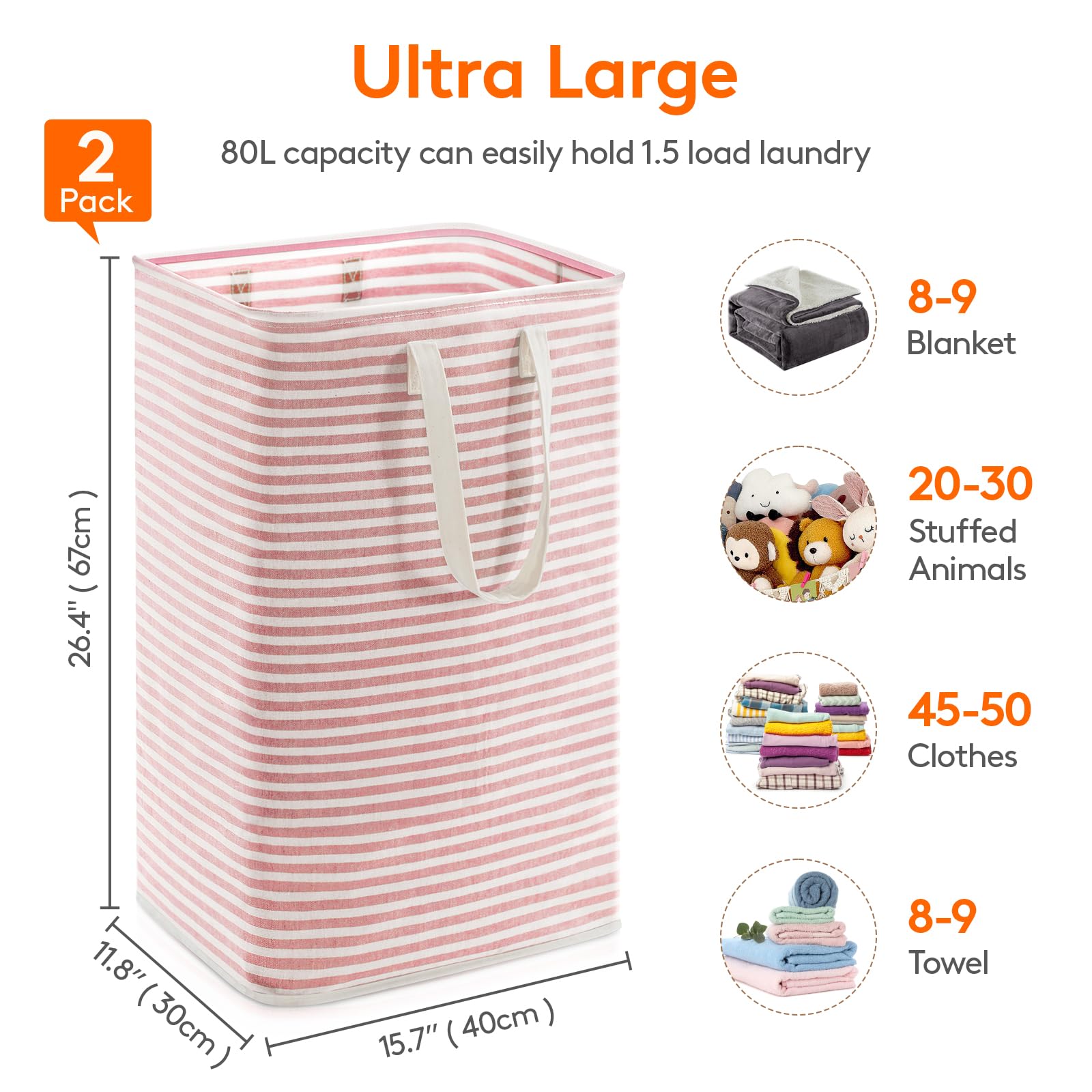 Foto 4 | Cesto De Ropa Lifewit, Grande, Plegable, Paquete De 2 Unidades, 160 L, Rosa Y Azul - Venta Internacional.