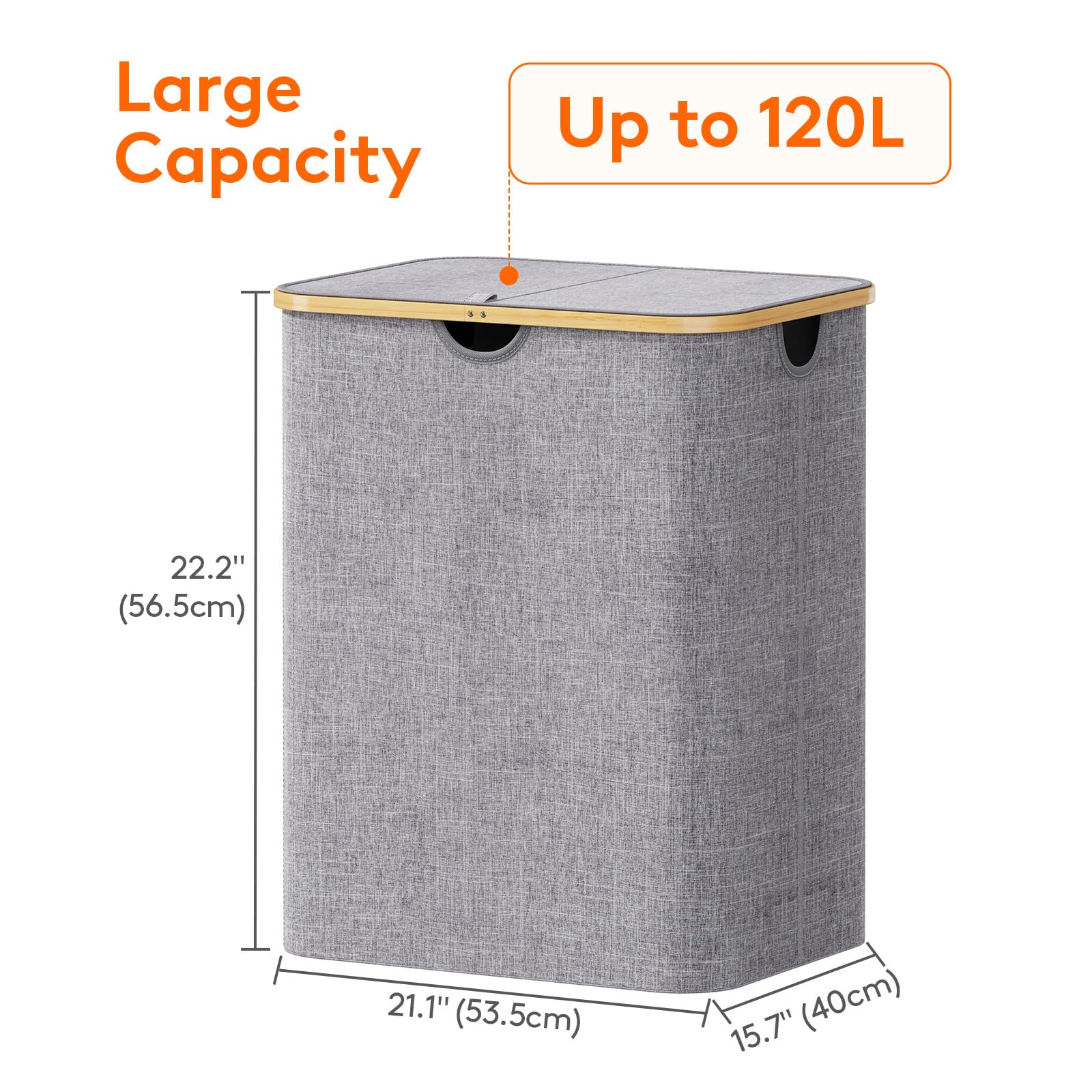 Foto 4 pulgar | Cesto De Ropa Lifewit De 120 Litros Con Tapa Y Bolsa Extraíble, Color Gris Claro - Venta Internacional.