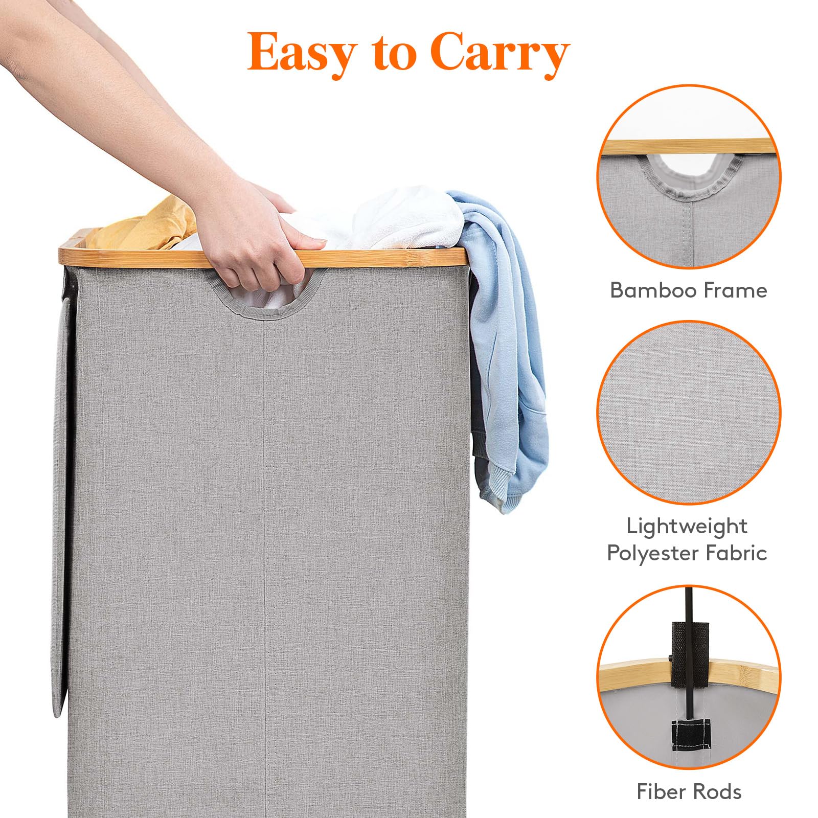 Foto 6 pulgar | Cesto De Ropa Lifewit De 120 Litros Con Tapa Y Bolsa Extraíble, Color Gris Claro - Venta Internacional.