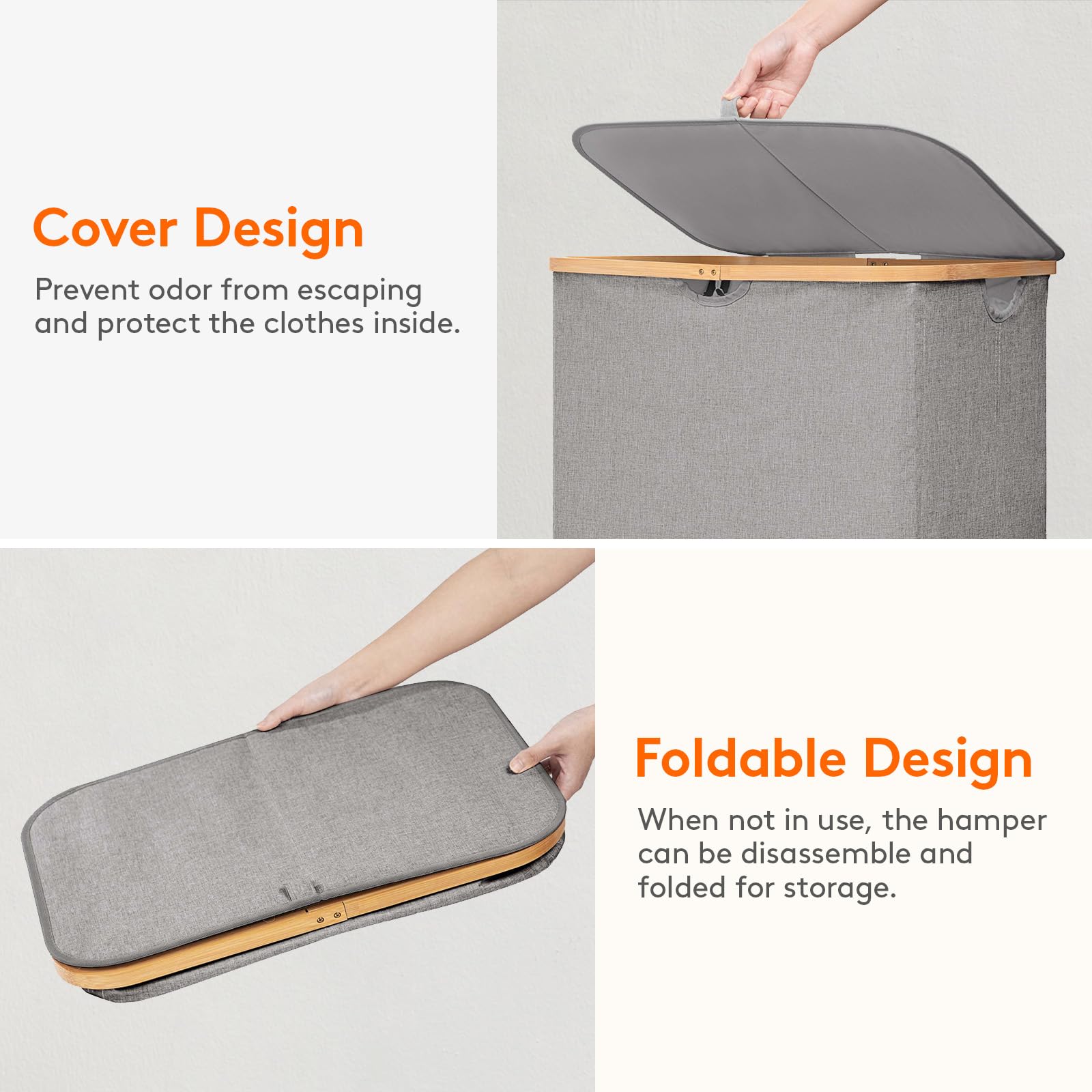Foto 7 pulgar | Cesto De Ropa Lifewit De 120 Litros Con Tapa Y Bolsa Extraíble, Color Gris Claro - Venta Internacional.