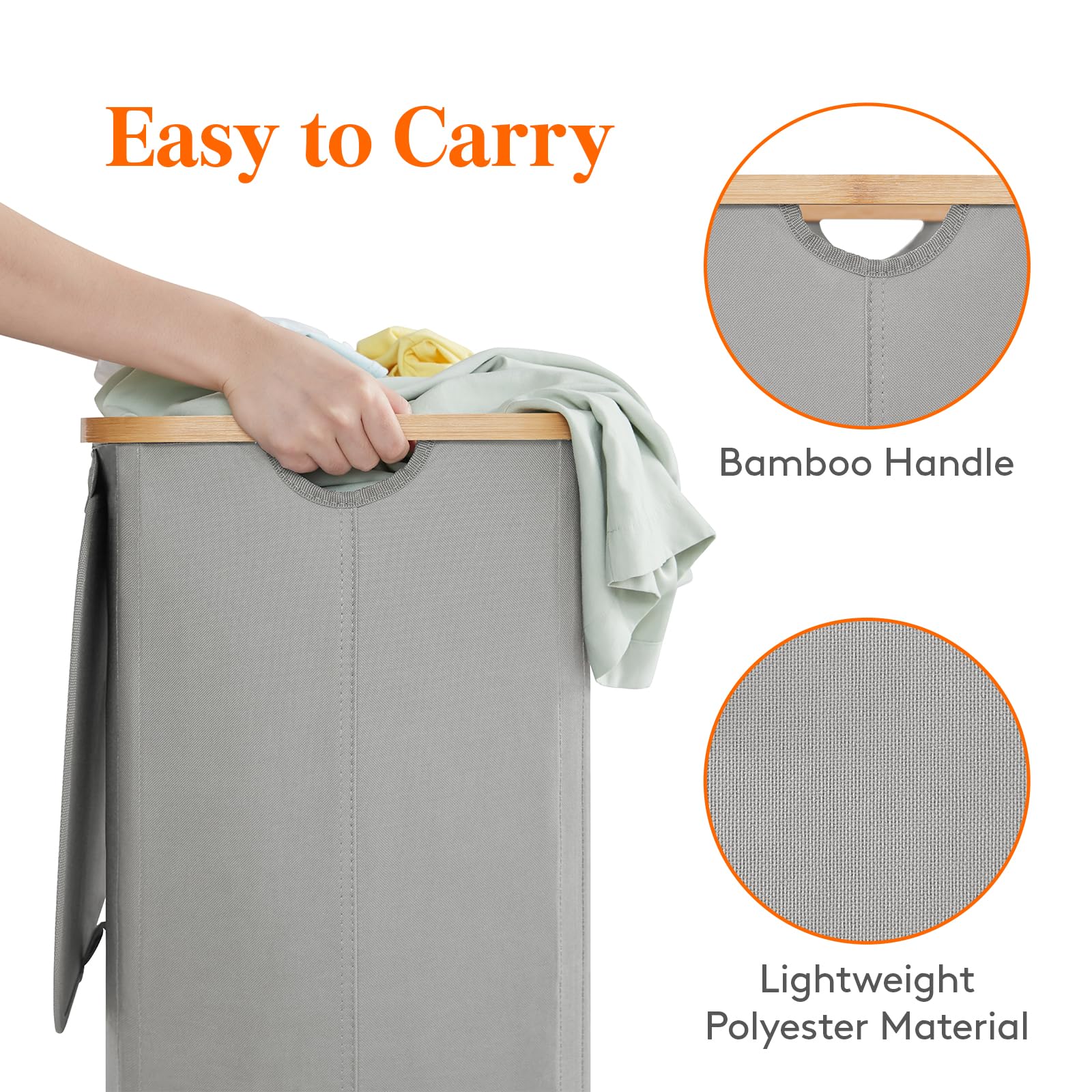 Foto 7 pulgar | Cesta De Lavandería Lifewit De 100 Litros Con Tapa, Asas De Bambú, Color Gris Plateado - Venta Internacional.