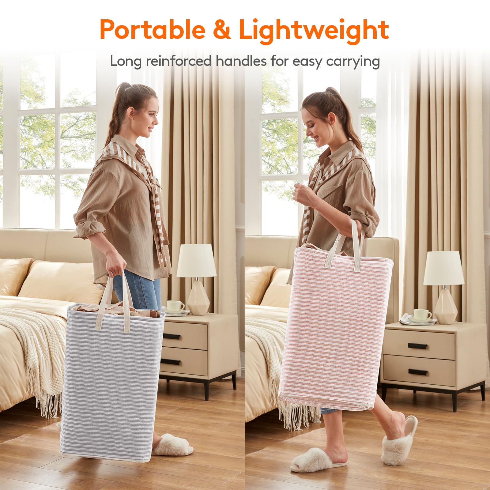 Foto 5 | Cesto De Ropa Lifewit, Grande, Plegable, 80 L, Paquete De 2, Gris Y Rosa - Venta Internacional.