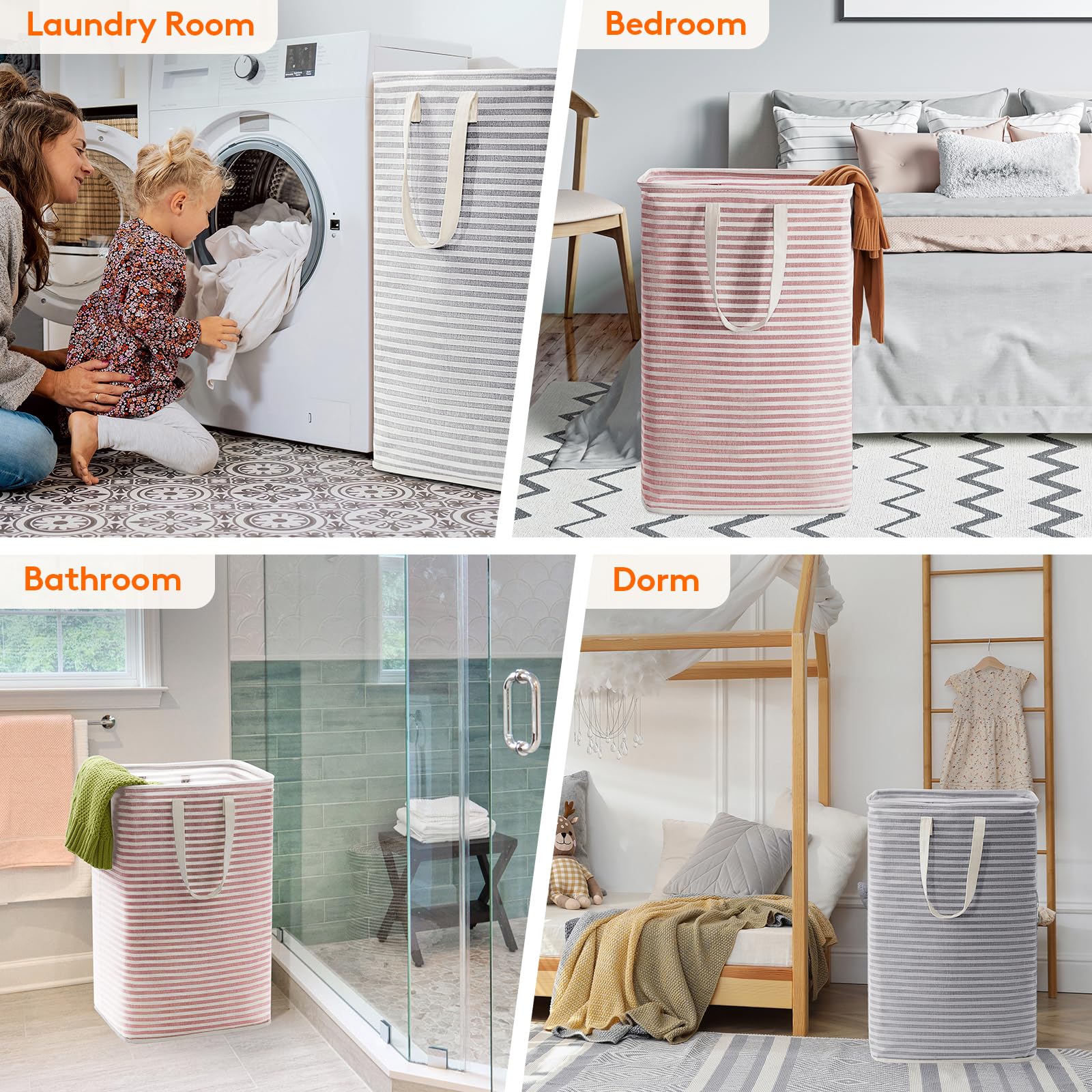 Foto 8 pulgar | Cesto De Ropa Lifewit, Grande, Plegable, 80 L, Paquete De 2, Gris Y Rosa - Venta Internacional.