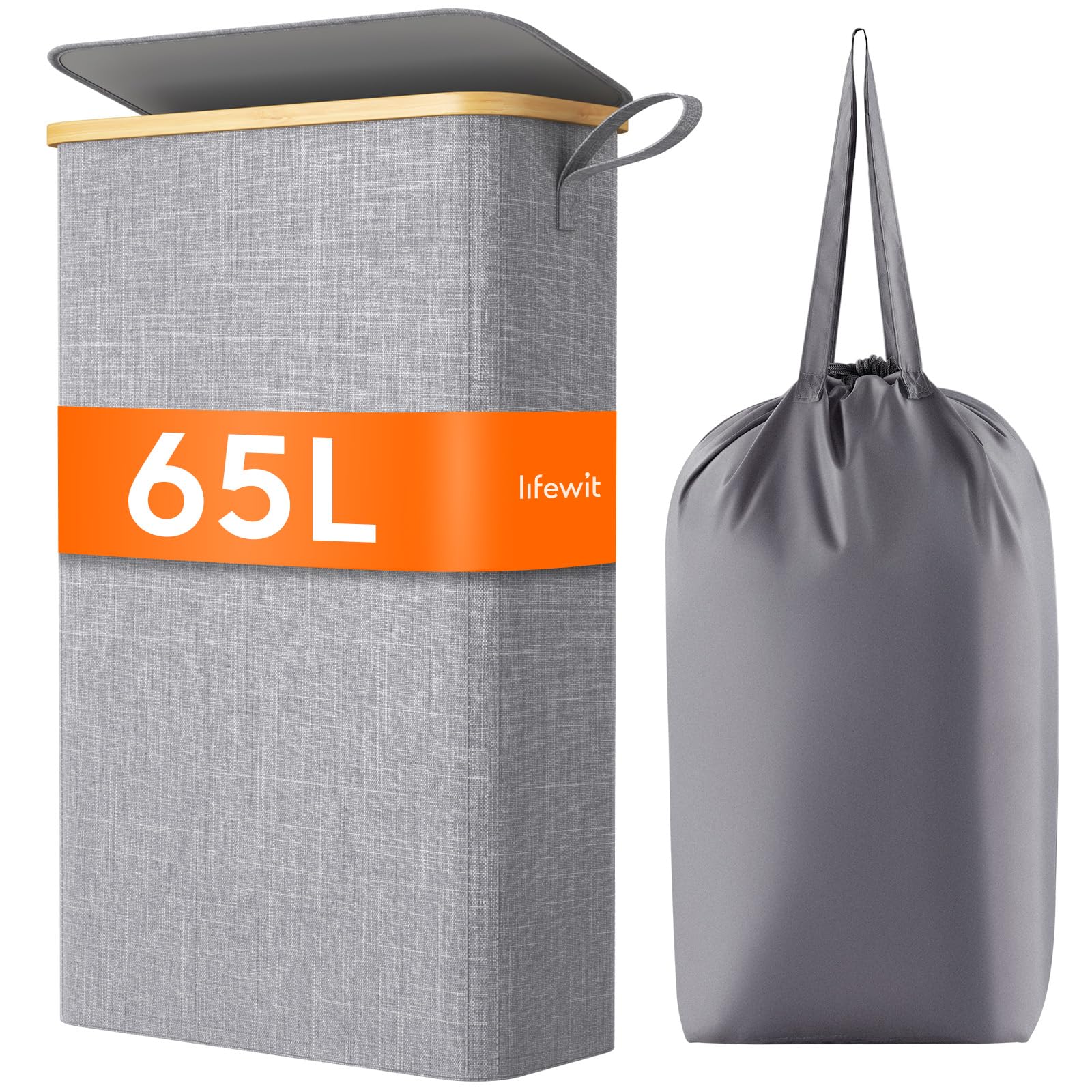 Foto 2 pulgar | Cesto De Ropa Lifewit De 65 Litros Con Tapa Y Bolsa Extraíble, Color Gris - Venta Internacional.