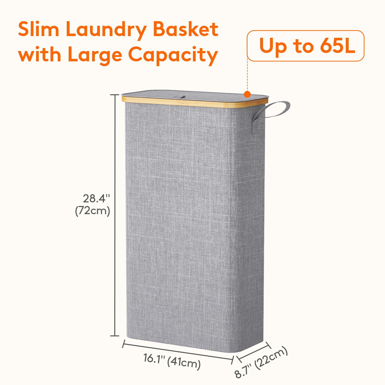 Foto 5 pulgar | Cesto De Ropa Lifewit De 65 Litros Con Tapa Y Bolsa Extraíble, Color Gris - Venta Internacional.