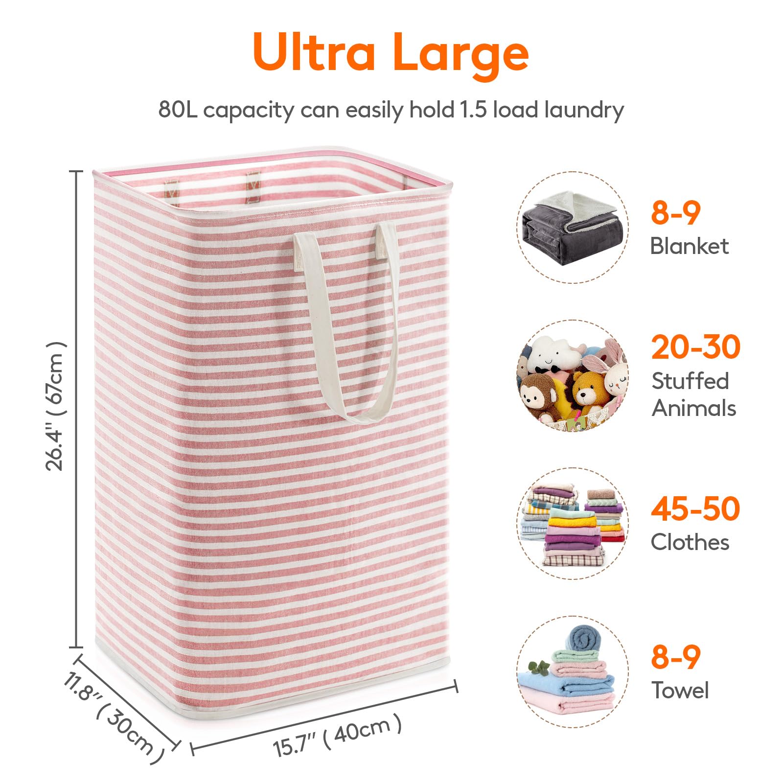 Foto 5 pulgar | Cesto De Ropa Lifewit, Grande, Plegable, 80 L, Impermeable, Rosa - Venta Internacional.