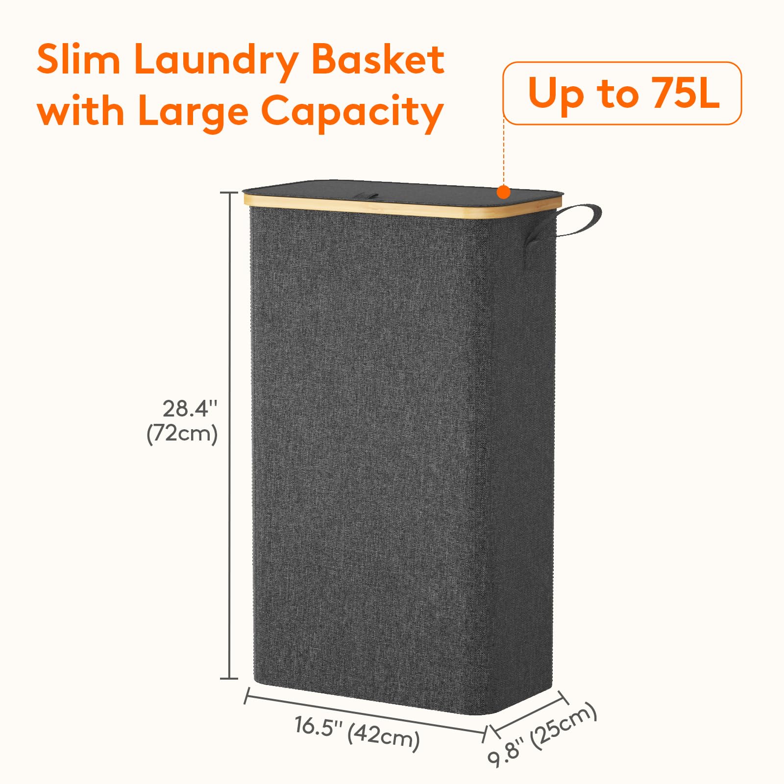Foto 5 pulgar | Cesto De Ropa Lifewit De 75 Litros Con Tapa Y Bolsa Extraíble, Color Gris Oscuro - Venta Internacional.