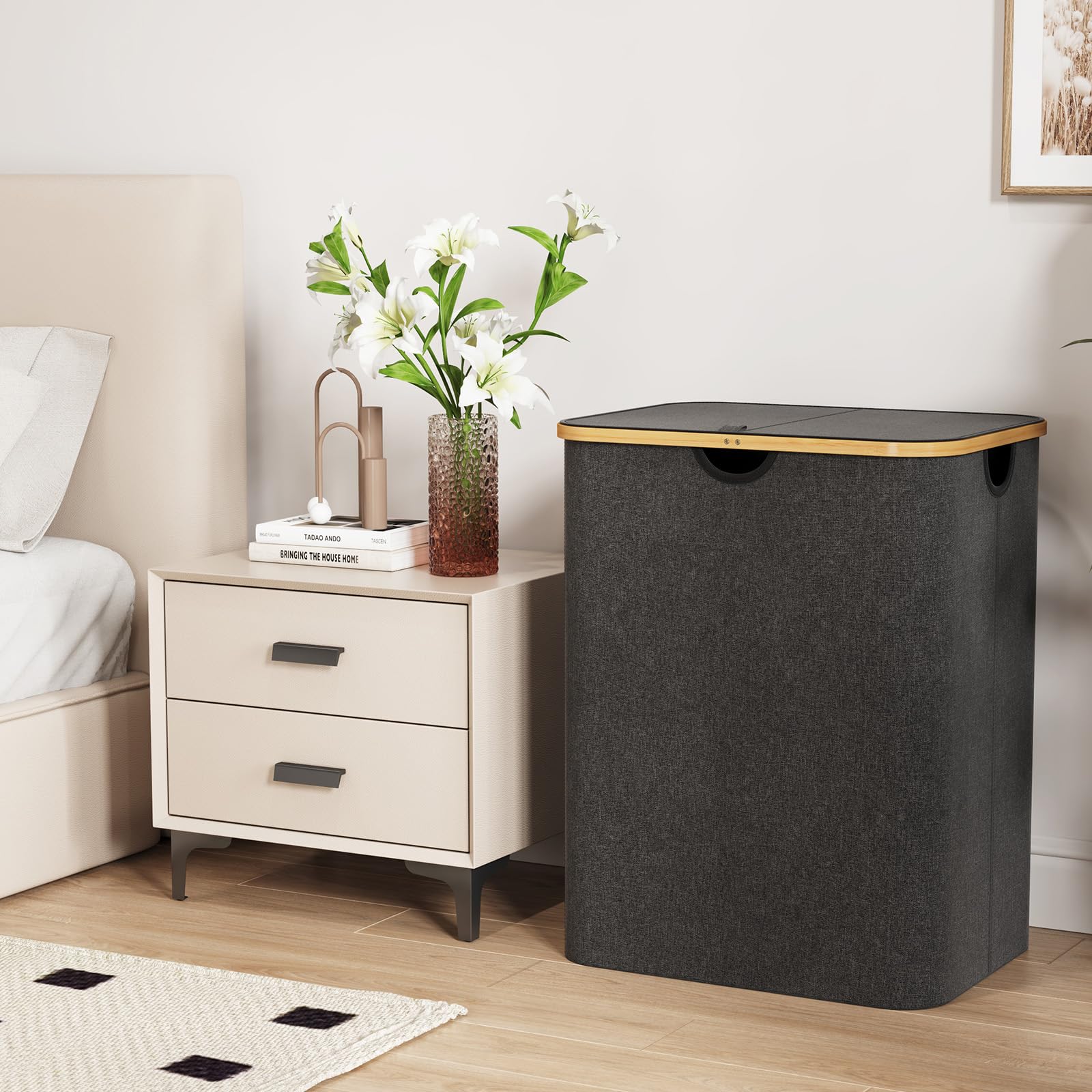 Foto 3 pulgar | Cesto De Ropa Lifewit 120l Con Tapa Y Bolsa Extraíble Gris Oscuro - Venta Internacional.