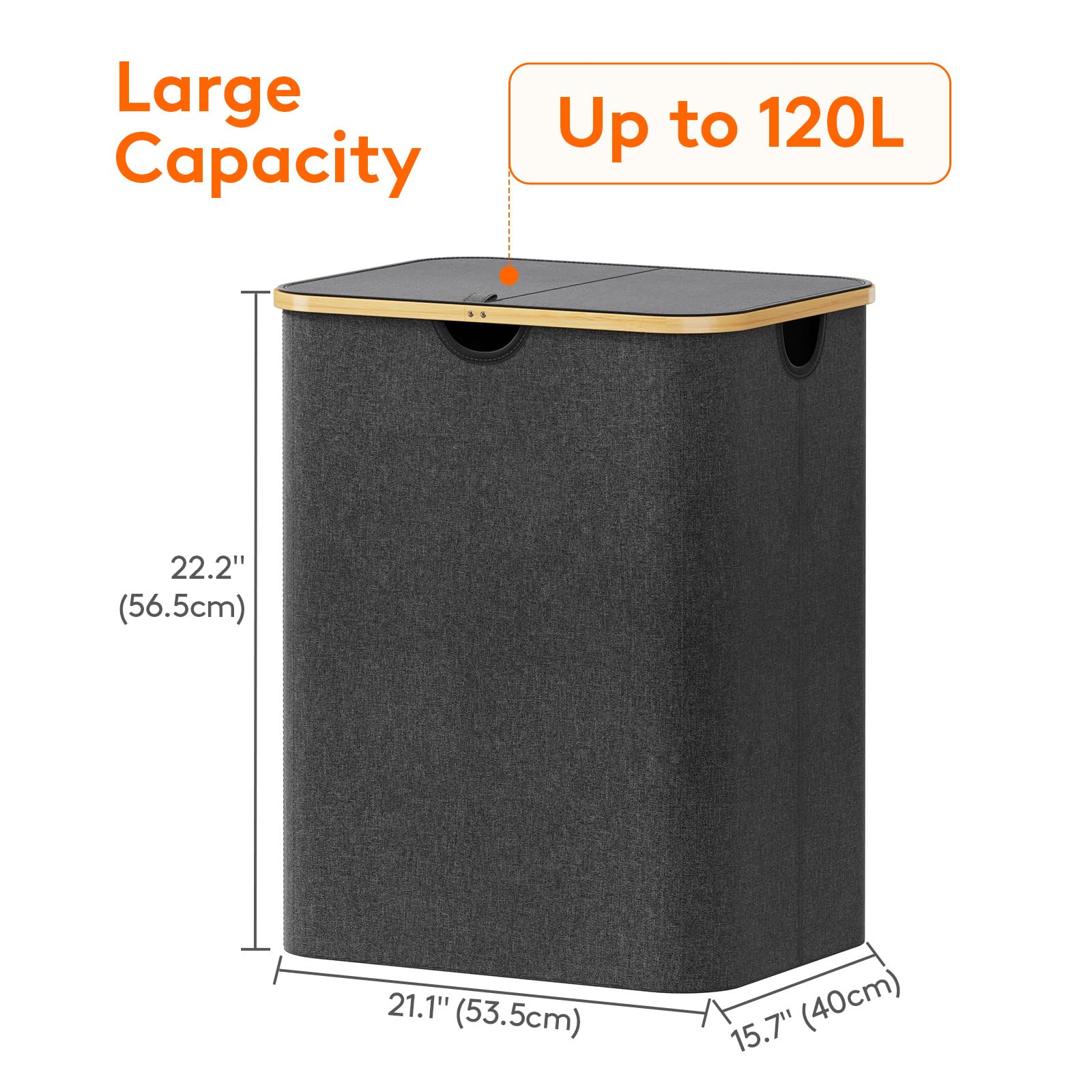 Foto 4 pulgar | Cesto De Ropa Lifewit 120l Con Tapa Y Bolsa Extraíble Gris Oscuro - Venta Internacional.