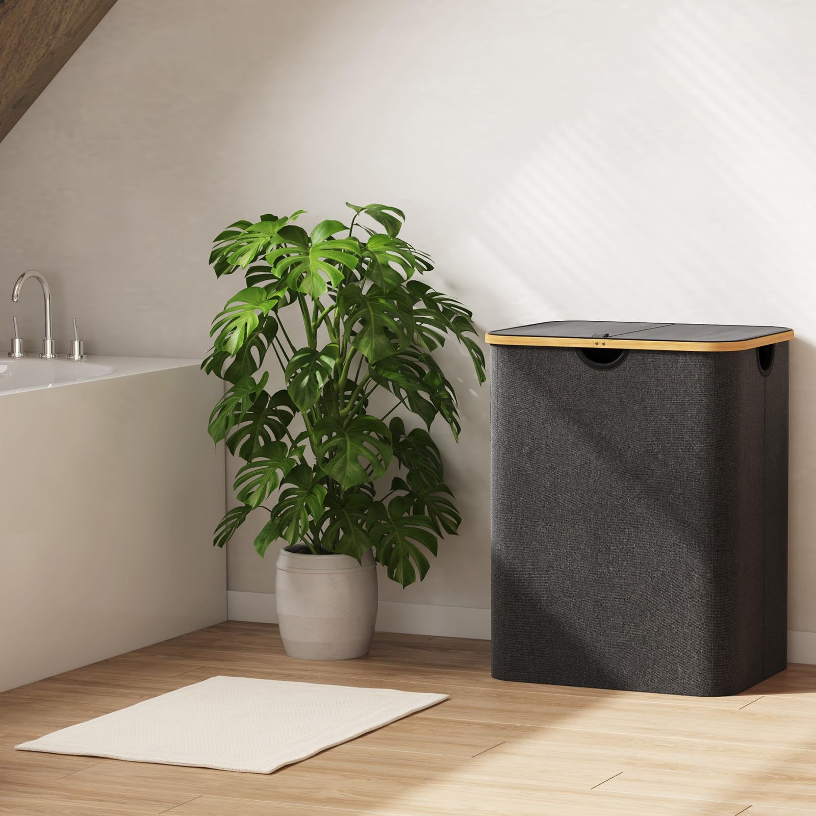 Foto 8 pulgar | Cesto De Ropa Lifewit 120l Con Tapa Y Bolsa Extraíble Gris Oscuro - Venta Internacional.