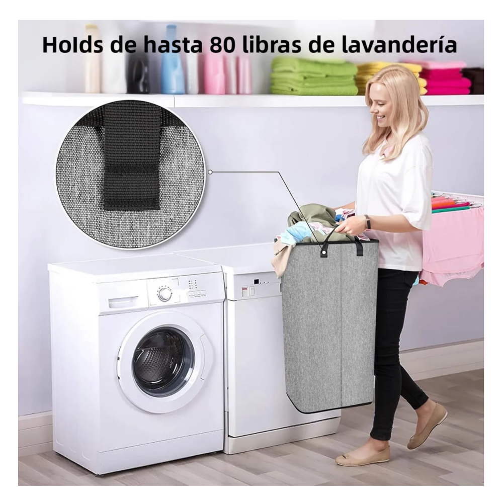 Foto 4 pulgar | Cesto De Ropa Plegable 80l Grande Rectangular Y Con Asas Resistentes Belug,  Gris