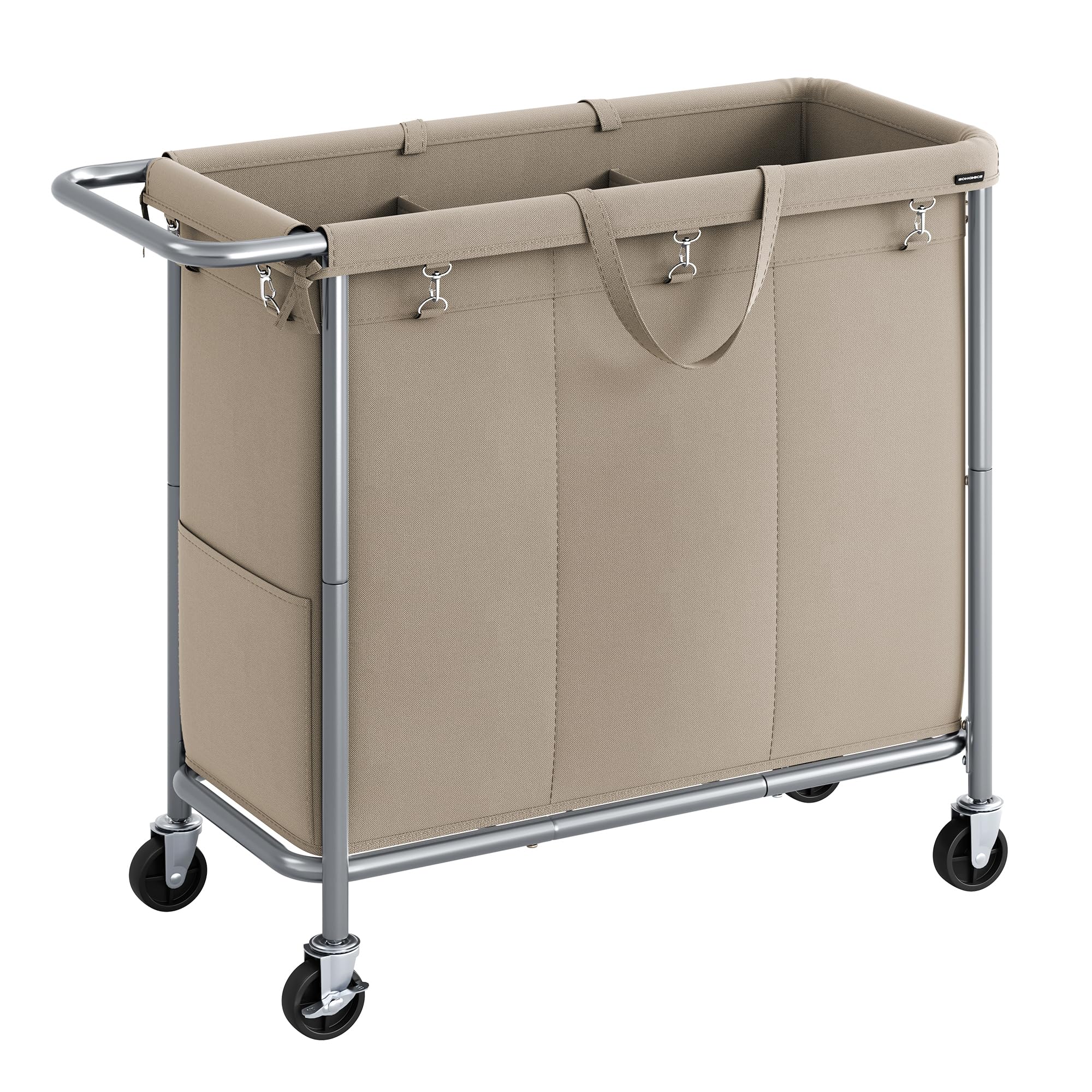 Foto 1 | Cesta De Lavandería Songmics, Enrollable De 3 Secciones, 200 L, Con Ruedas - Venta Internacional.