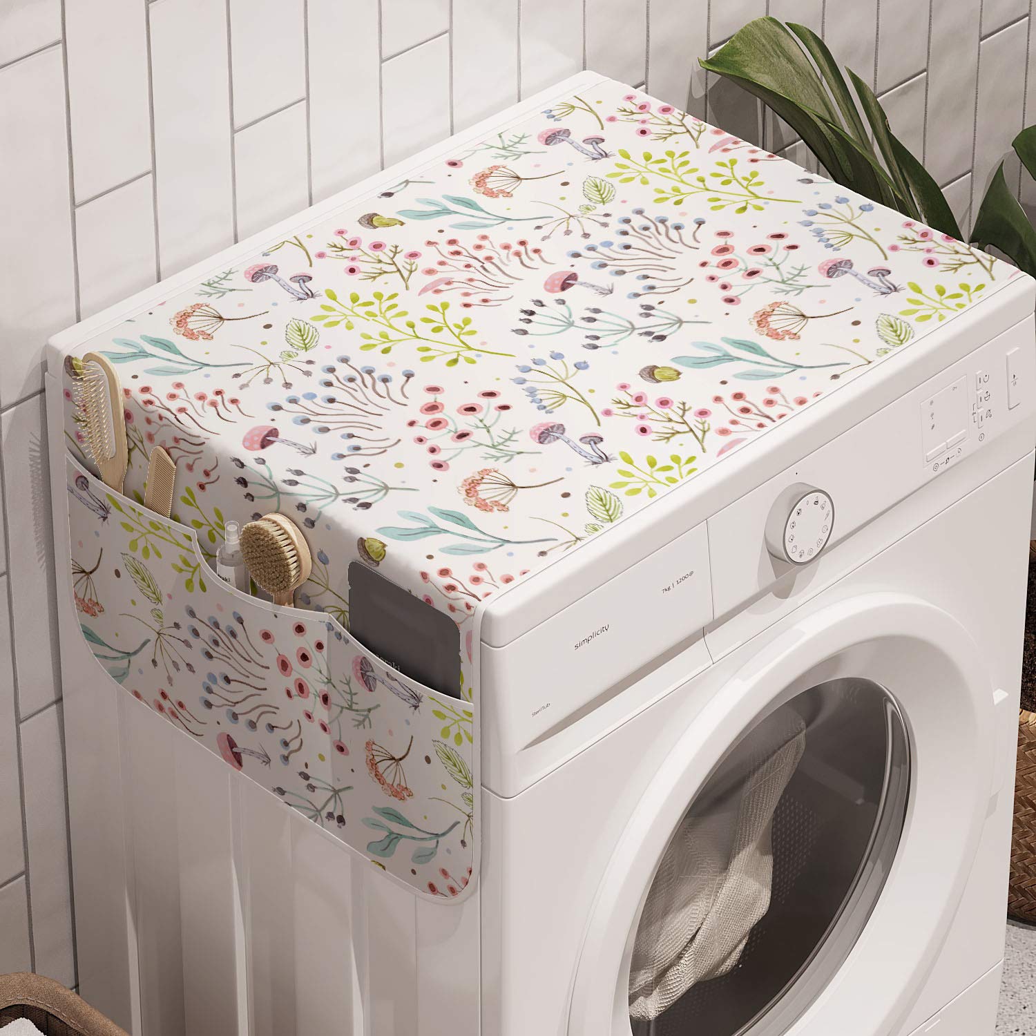 Foto 2 pulgar | Organizador Ambesonne Colorful Lavadora 47 X 47 Cm Verde Rosa - Venta Internacional.