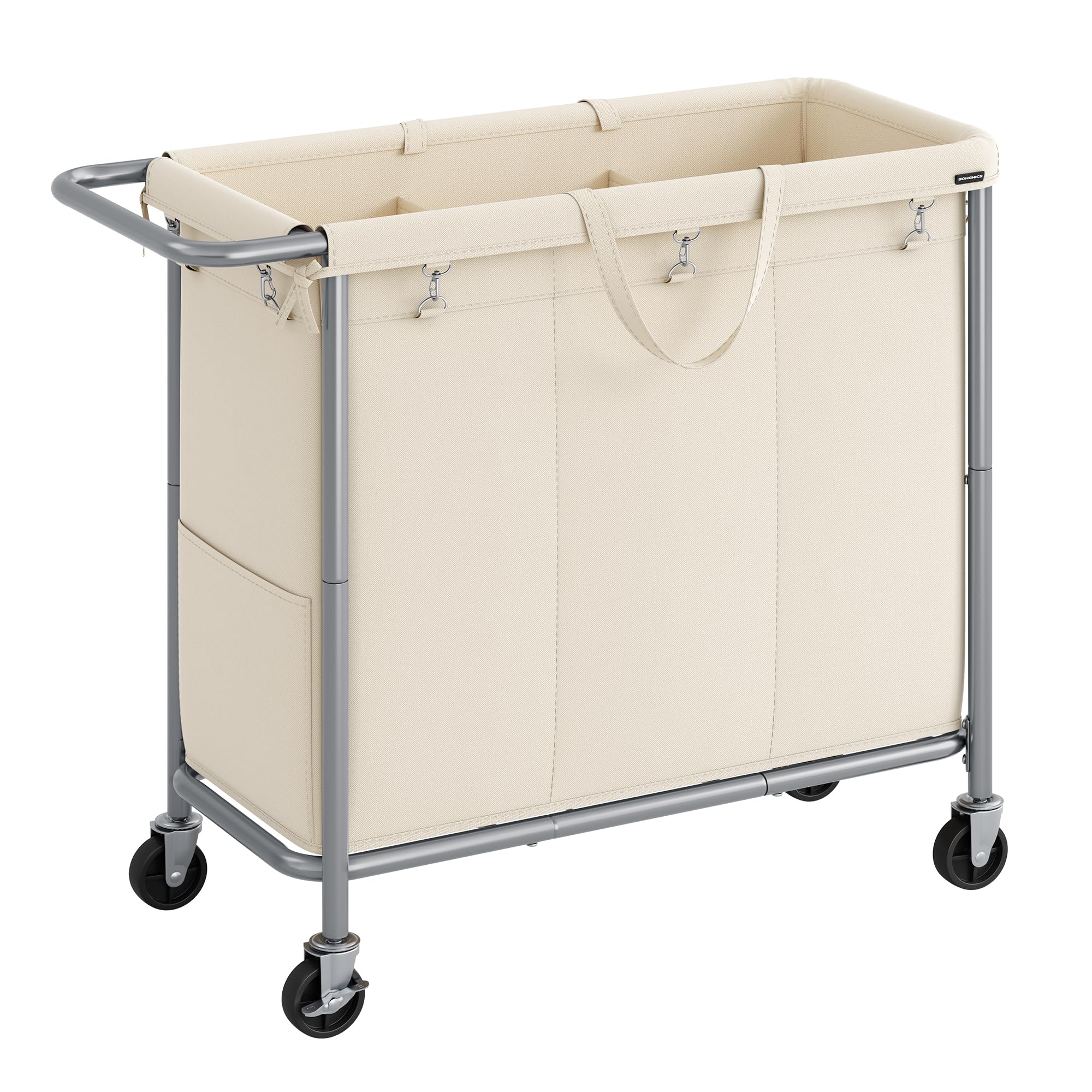 Foto 1 | Cesta De Lavandería Songmics Rolling De 3 Secciones, 200 L, Con Ruedas - Venta Internacional.