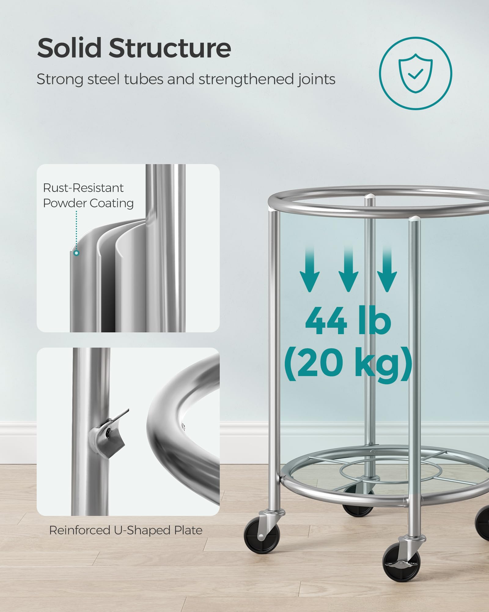 Foto 7 | Cesta De Lavandería Songmics Rolling 110 L Con Marco De Acero, Color Verde Menta - Venta Internacional.