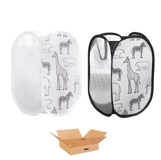 Foto 1 | 2 Pcs Cesto Belug Ropa Sucia De Malla Plegable Organizador Colgar Negro/blanco
