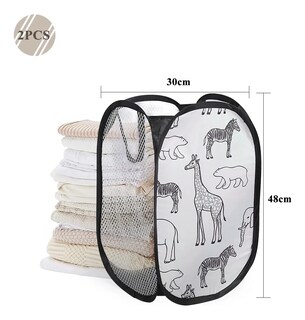 Foto 2 | 2 Pcs Cesto Belug Ropa Sucia De Malla Plegable Organizador Colgar Negro/blanco